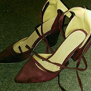 Deep purple thick heel with straps